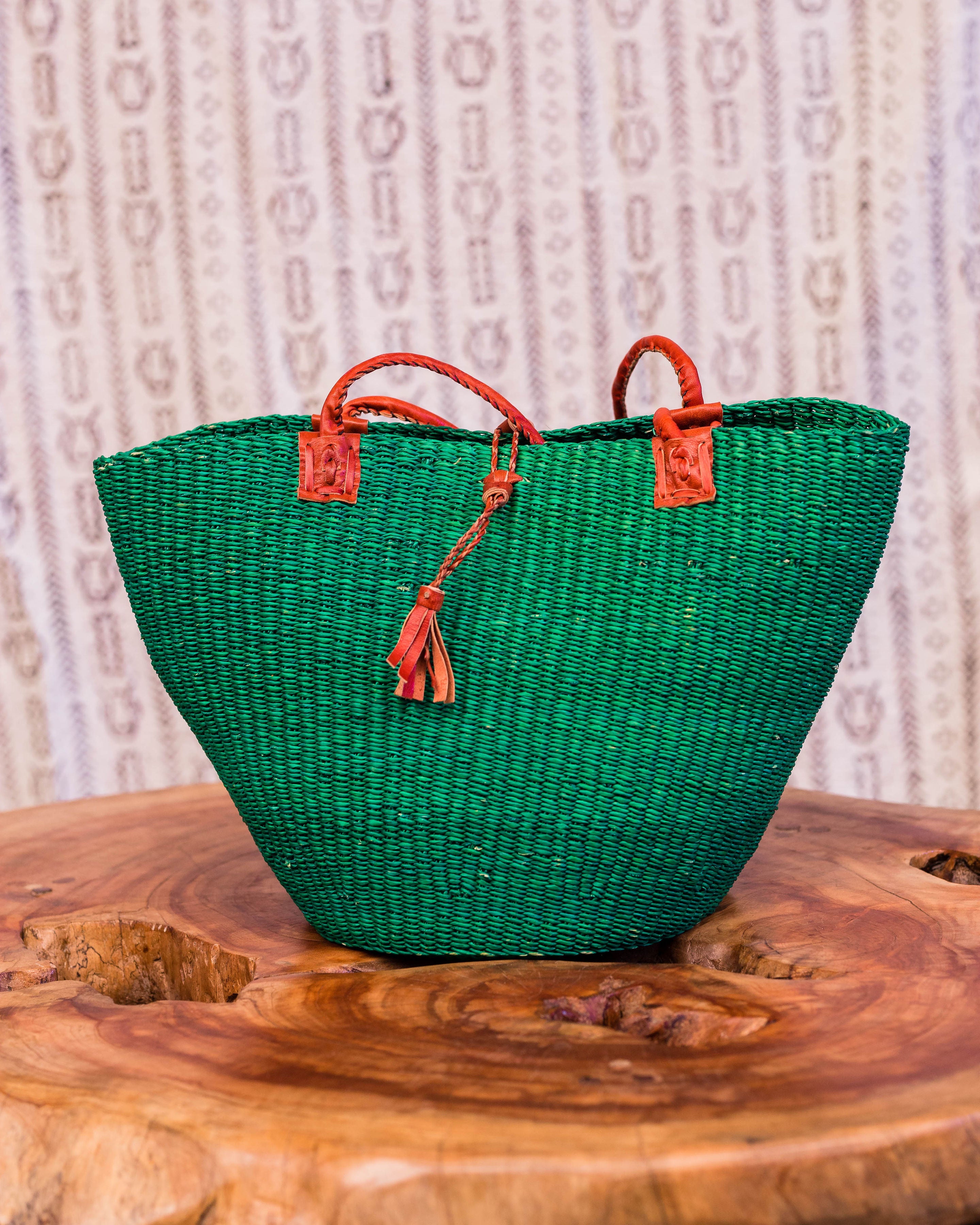 Moroccan Straw Bag With Leather Handles - Marrakeche Crafts