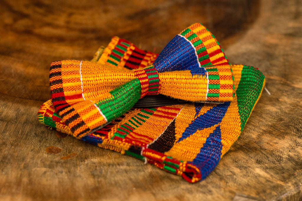 Kente Bow Tie With Pocket Square (Traditional)