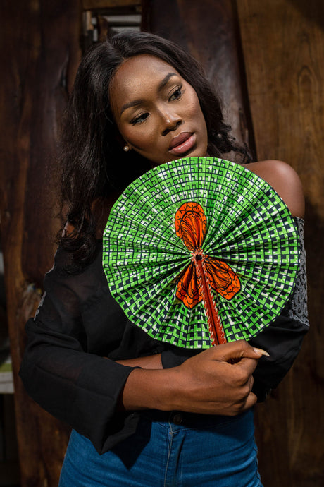 African cloth hand fan