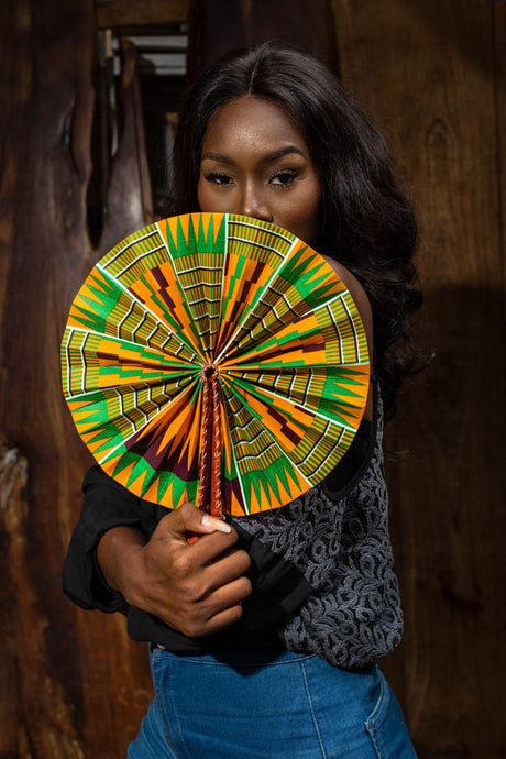 African cloth hand fan