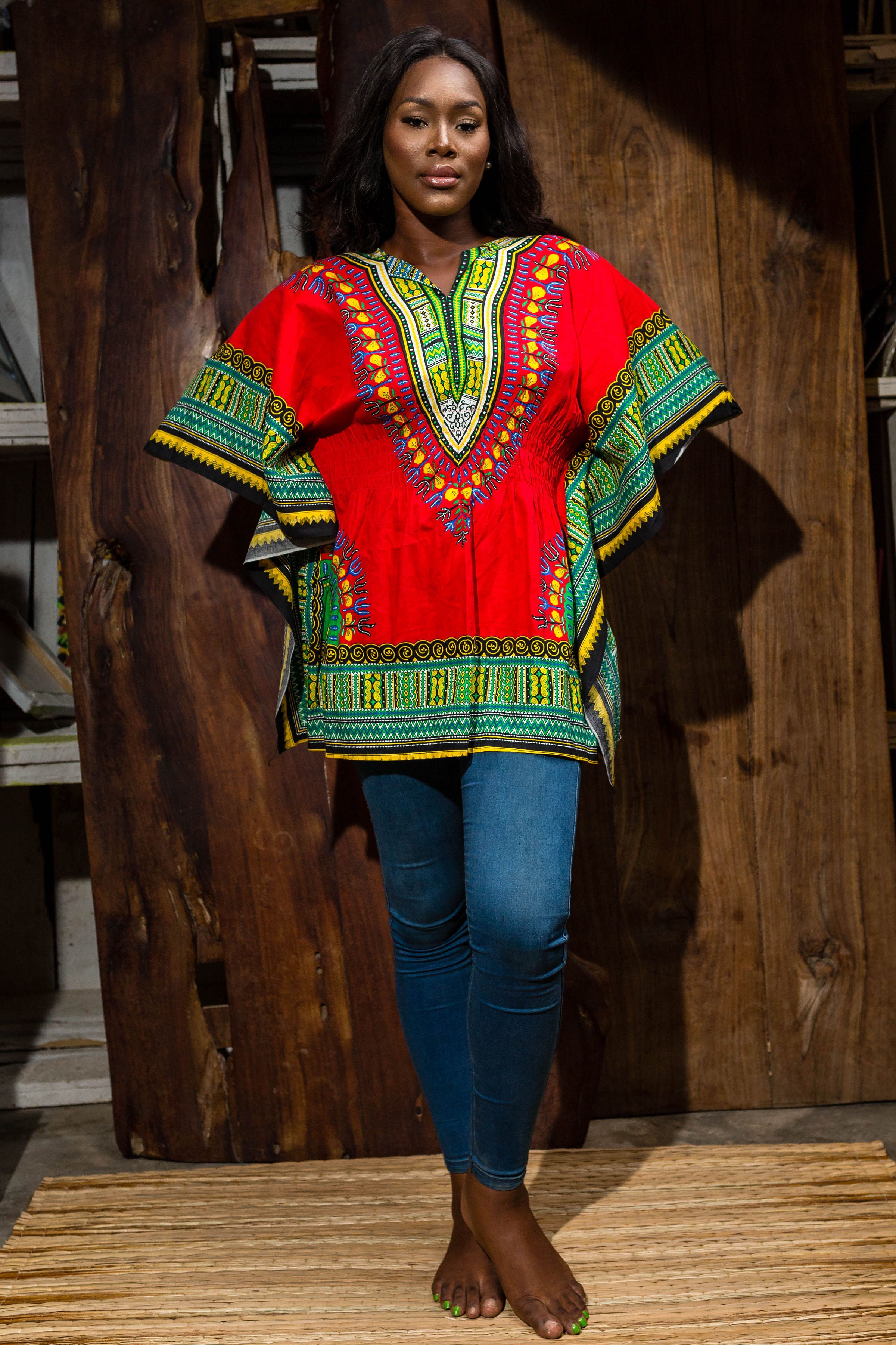 red dashiki dress Red Dashiki Shirt / Dashiki Dress - African print top - Unisex